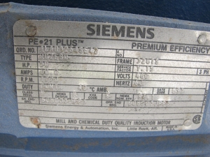 MOTOR, ELECTRIC TYPE, 50 HORSEPOWER, 460V, 3 PHASE, 60HZ ELEC RATING, 1770 RPM, 326TS FRAME, 55 AMPS, TEFC ENCLOSURE. PART # 1LA03262SP22 (W-44) LOADING & HANDLING FEE $15-